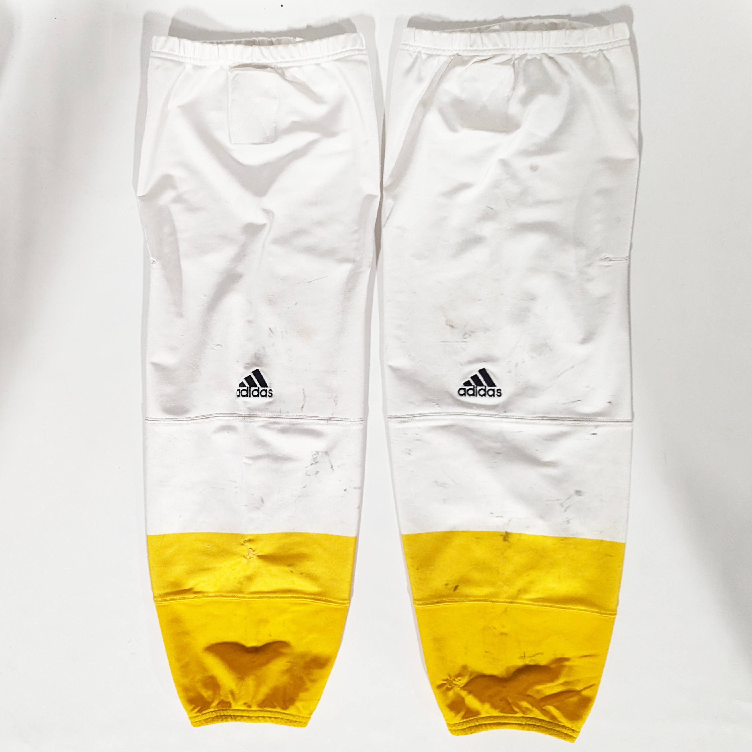 NCAA - Chaussettes de hockey Adidas d'occasion (blanches/jaunes/dorées)